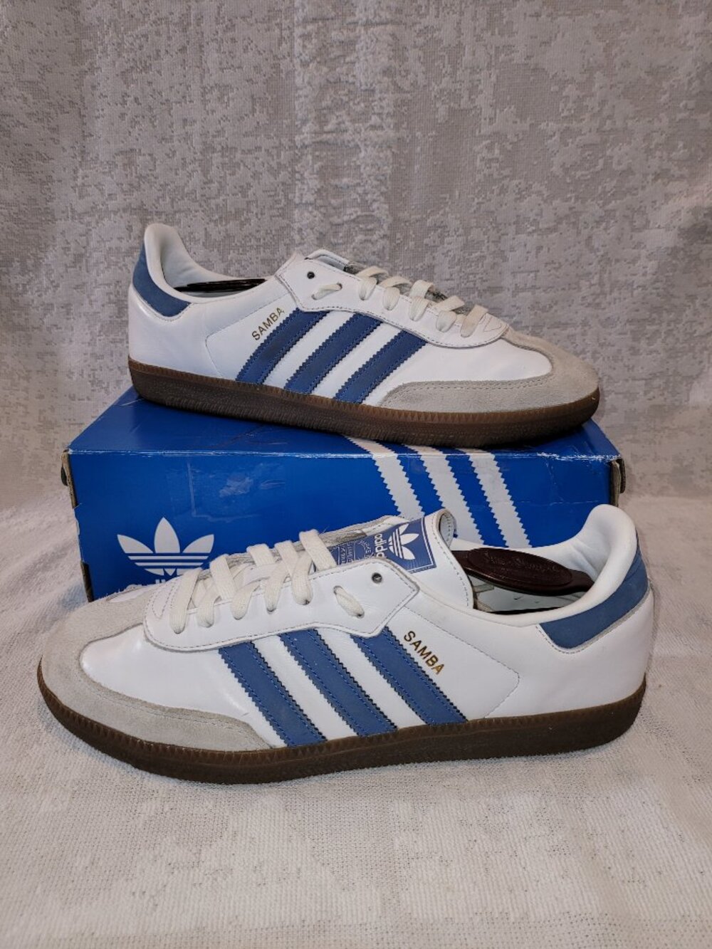 Adidas Samba Men's Size 9 Originals OG Sneakers White Blue Tan Gum Sole B44629